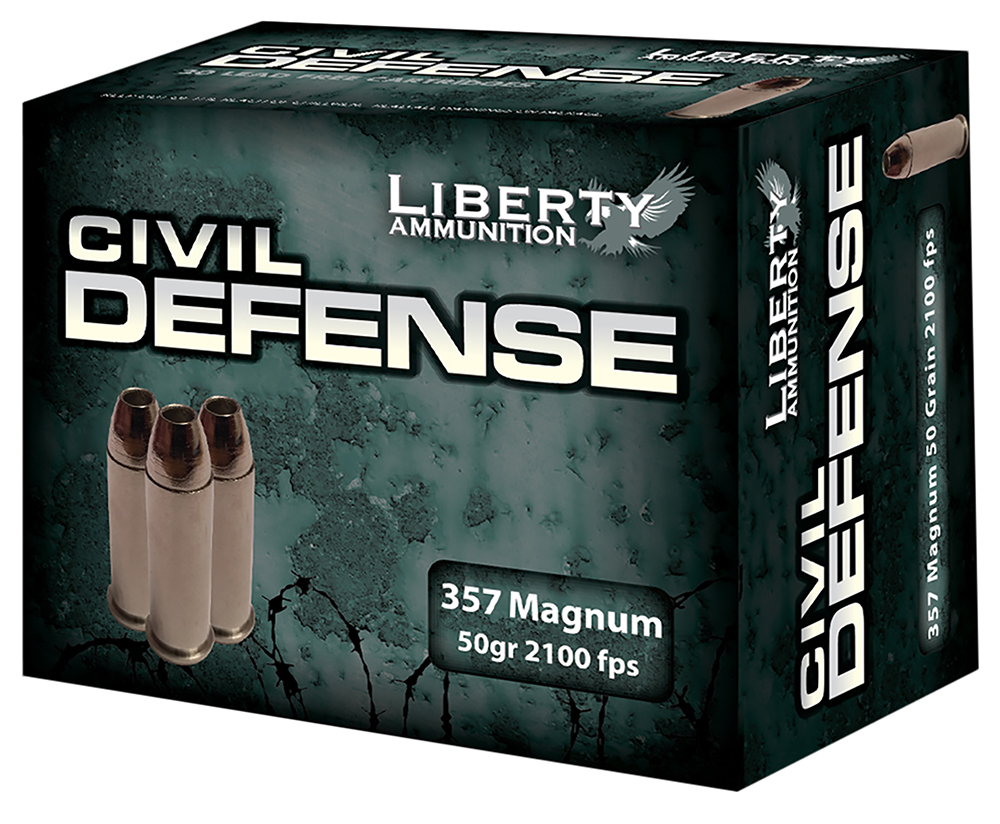 Liberty Ammunition LACD357030 Civil Defense  357Mag 50gr Lead Free Fragmenting Hollow Point 20 Per Box/50 Case