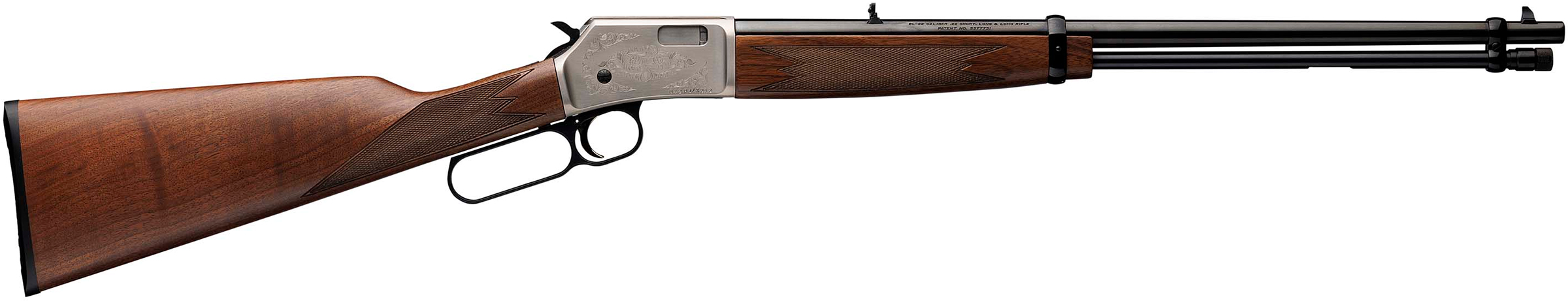 BRO BL-22 GRADE II 22LR SATIN NICKEL CHECKERED