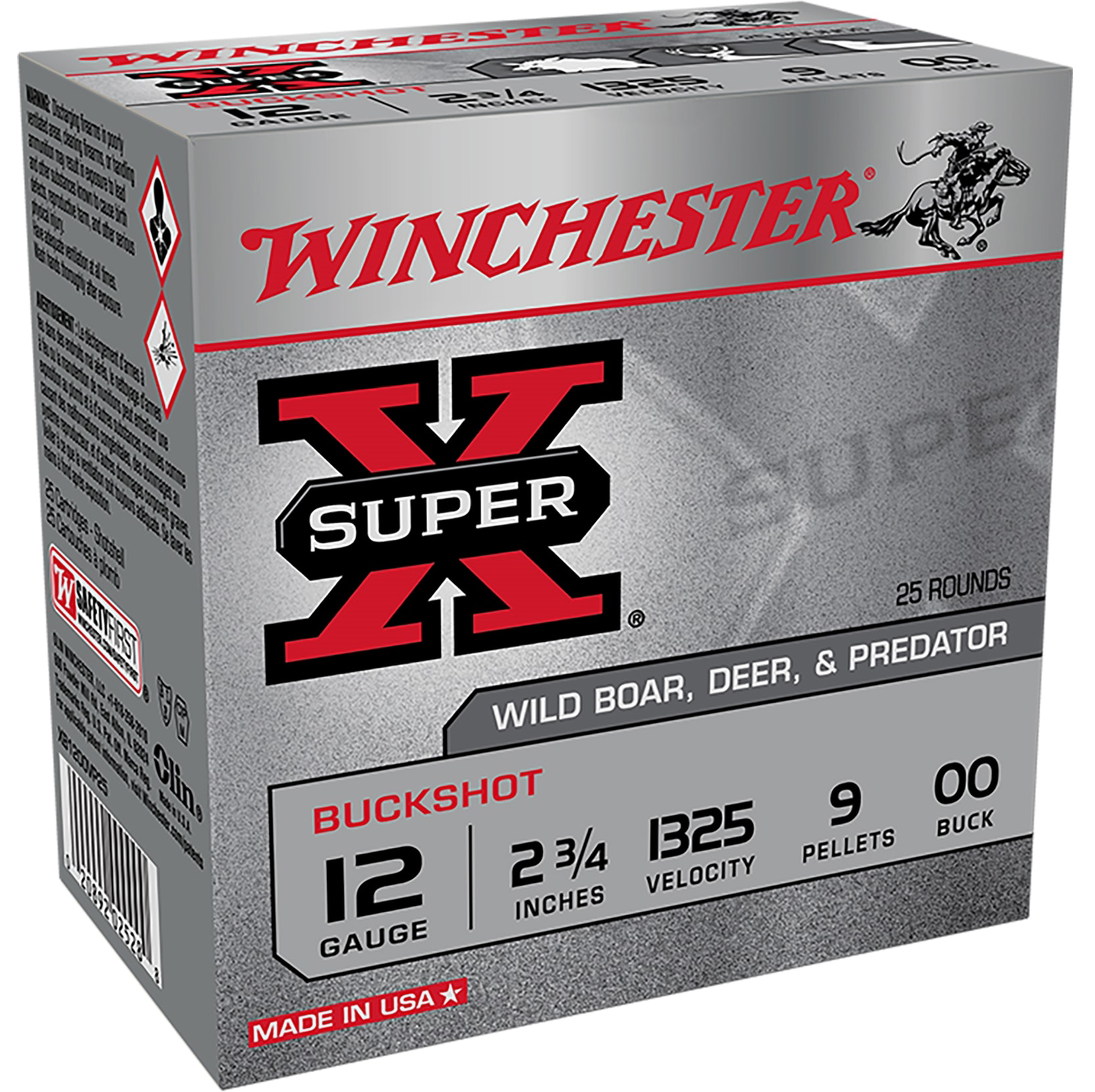 WIN SUPER-X BUCKSHOT 12GA 2.75 9PL #00 25/10