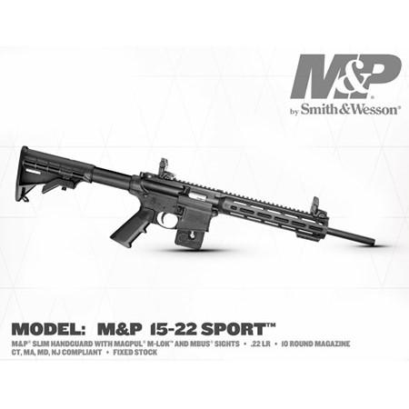 Smith & Wesson M&P 15-22 Sport Rifle .22LR 10rd Magazine 16.5" Barrel Black MLOK