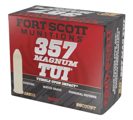 Fort Scott Munitions 357MAG125SCV Tumble Upon Impact (TUI)  357Mag 125gr Solid Copper Spun 20 Per Box/25 Case