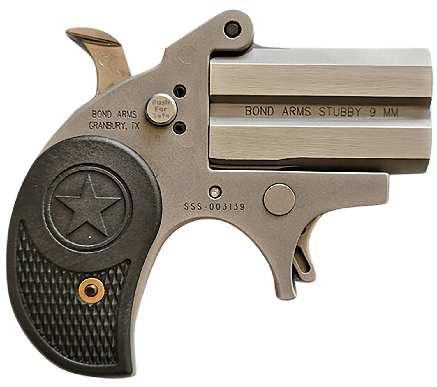 Bond Arms BASTB Stubby  9mm 2rd Shot 2.20" Matte Stainless Steel Frame Black Textured Polymer Grips