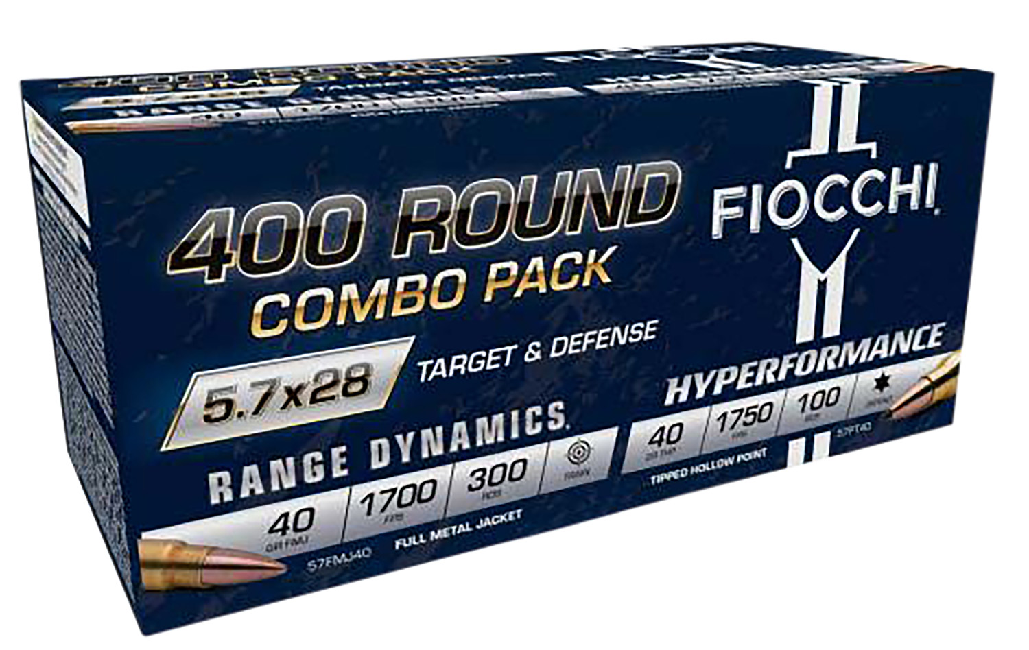 Fiocchi 57COMPT Hyperformance 5.7x28mm Full Metal Jacket 400rds *Combo Pack