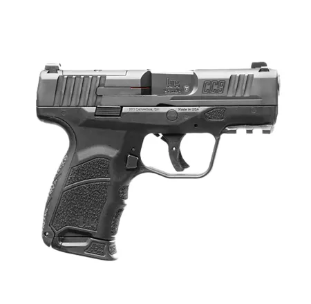HK 81000551 CC9  9mm Luger 10+1 3.32" Black Polygonal Rifled Barrel, Optic Ready/Serrated Steel Slide, Polymer Frame w/Picatinny Rail, Black Interchangeable Backstrap Grip