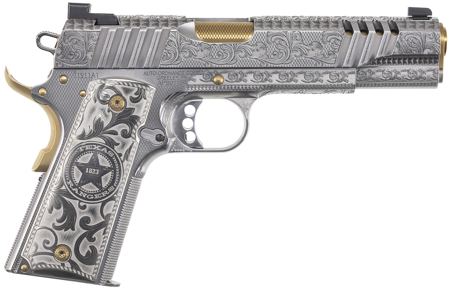 Auto-Ordnance 1911TCAC17 Texas Ranger Special Edition 45 ACP 7+1 5" Gold Plated PVD
