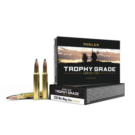 Nosler Trophy Grade Rifle Ammunition .338 Win Mag 250 gr PT 2600 fps - 20/ct
