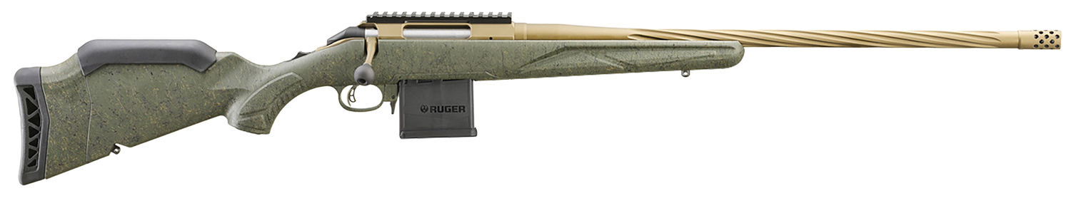 Ruger 46940 American Predator Gen II 22 ARC 10+1 22" Burnt Bronze Cerakote Threaded Barrel, Picatinny Rail Steel Receiver, Green Splatter Adjustable Synthetic Stock