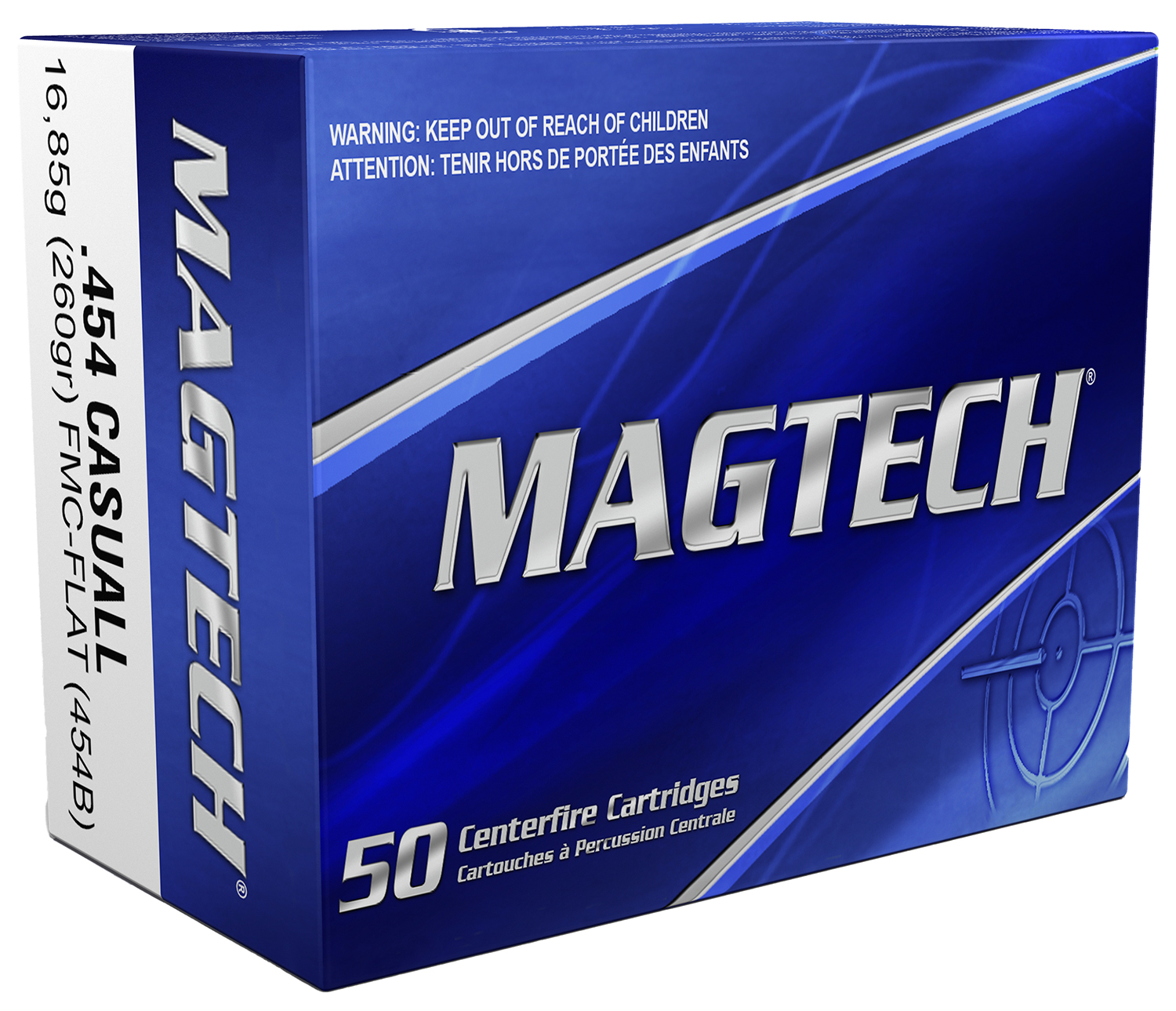 Magtech 454B Range/Training 454Casull 260gr Full Metal Jacket Flat Nose 20 Per Box/50 Case
