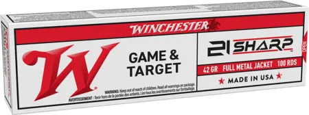 Winchester Ammo USA21 USA  21Sharp 42gr Full Metal Jacket 100 Per Box/20 Case