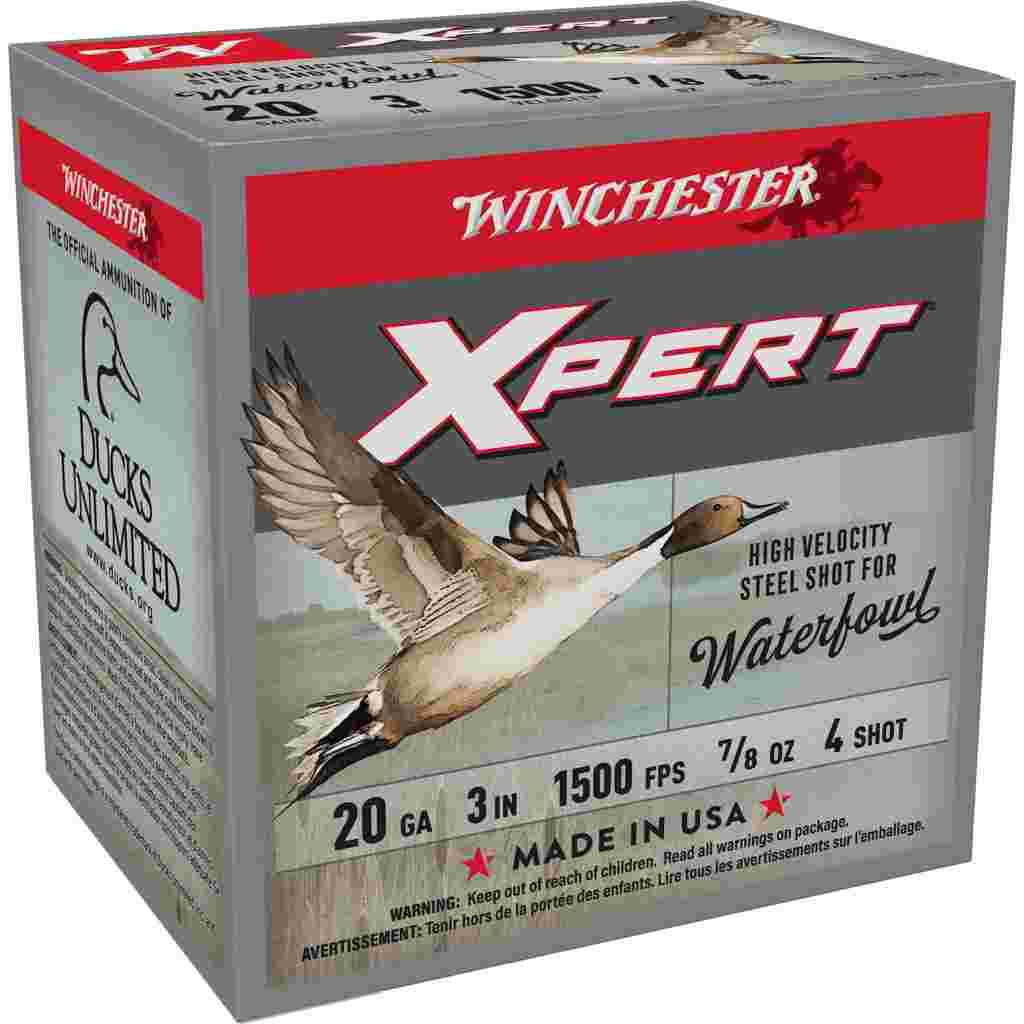 Winchester Xpert High-Velocity Steel Shotshells 20 ga 3" 7/8 oz 1500 fps #4 25/ct