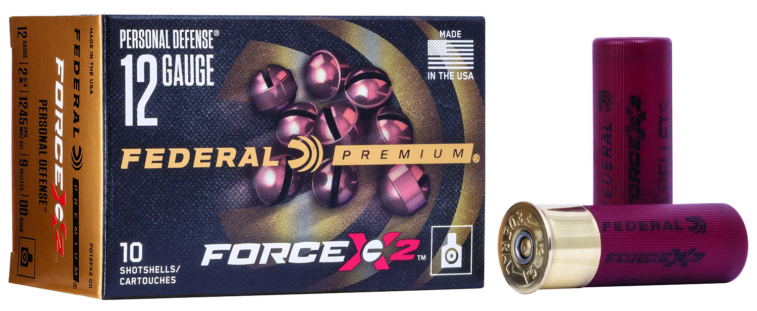 Federal PD12FX200 Premium Force X2 12Gauge 2.75" 9Pellets 00BuckShot 10 Per Box/25 Case