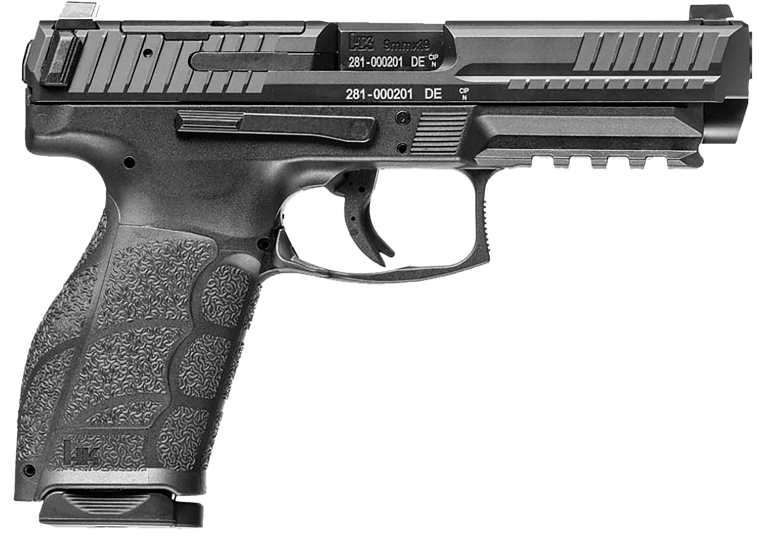 HK 81001065 VP9A1 F Full Size Frame 9mm Luger 15+1 4.53" Black Steel Barrel, Optic Ready/Serrated Steel Slide, Black Polymer Frame w/Picatinny Rail, Interchangeable Backstrap Grip, Ambidextrous