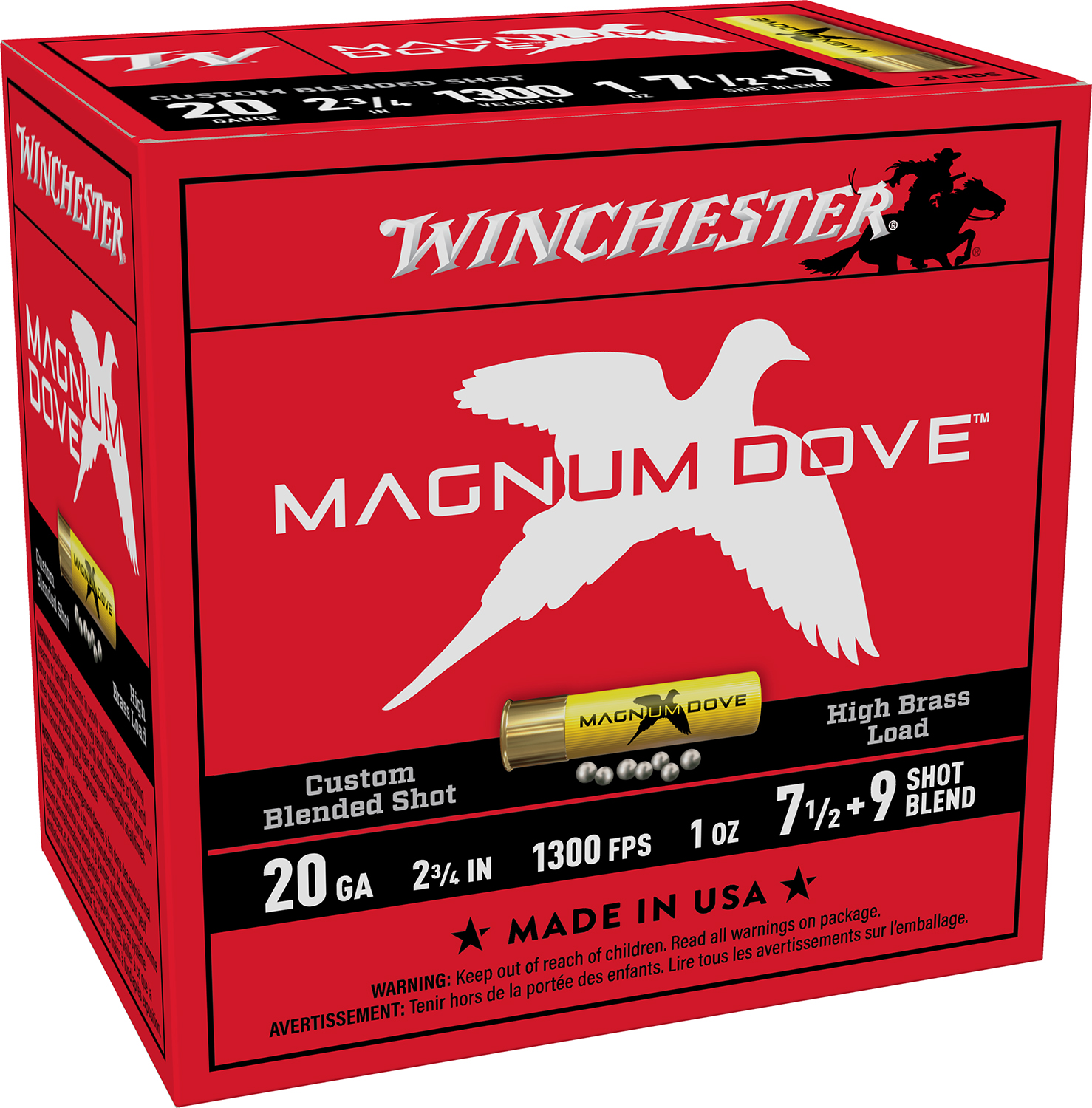Winchester Ammo MD2079 Magnum Dove  20Gauge 2.75" 1oz 7.5/9Shot 25 Per Box/10 Case