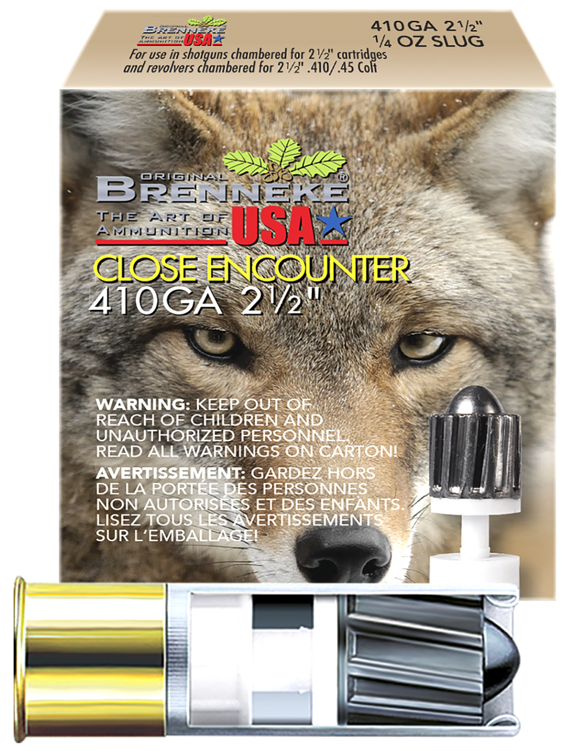 Brenneke SL4102CE Close Encounter Home Defense 410Gauge 2.50" 1/4oz Sabot Slug Shot 5 Per Box/90 Case