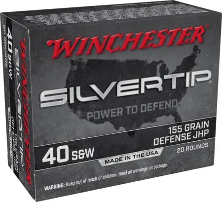 Winchester Ammo W40SWST Silvertip  40S&W 155gr Silvertip Jacket Hollow Point 20 Per Box/10 Case