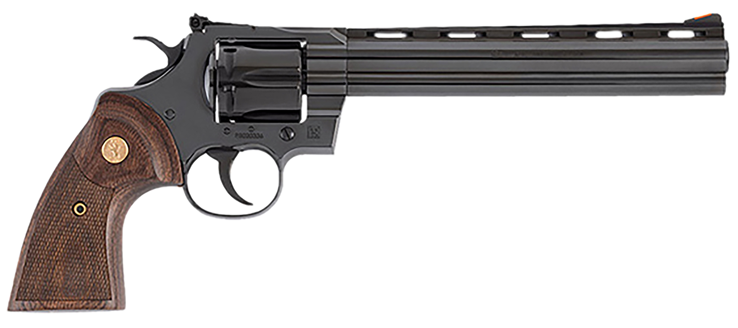 Colt Mfg PYTHONBP8WTS Python  357 Mag 6 Shot 8" Blued Carbon Steel Vent Rib Barrel, Cylinder & Frame, Wood Grip, Exposed Hammer