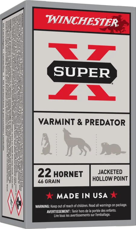 Winchester Ammo X22H2 Super X  22Hornet 46gr Jacketed Hollow Point 50 Per Box/10 Case