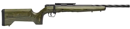 Savage Arms 70551 B Series Full Size 22 WMR 9+1 18" Matte Black Spiral Fluted Threaded Barrel, Matte Black Carbon Steel Receiver w/Picatinny Rail, OD Green Fixed Laminate Stock, Right Hand