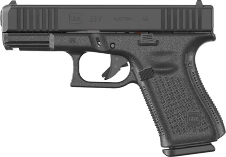 Glock PV2350201 G23 V 40 S&W 10+1 4.02" Black GMB Barrel, Black nDLC Steel Serrated Slide, Black Polymer Frame w/Accessory Rail, Interchangeable Backstrap Grip, Ambidextrous