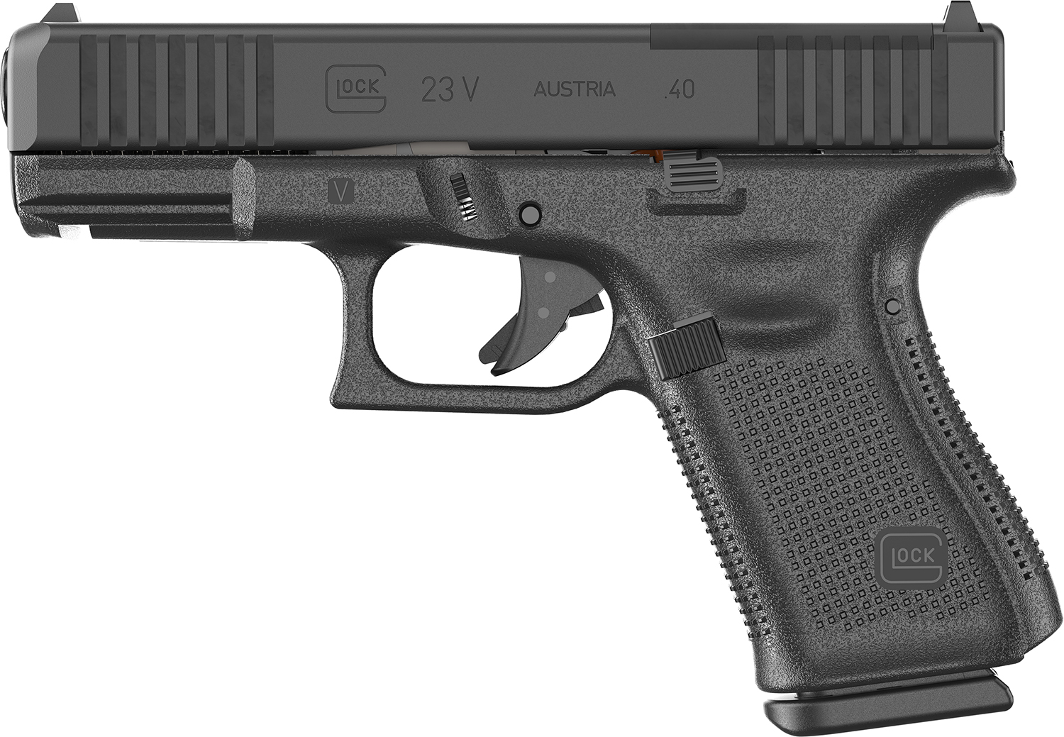 Glock PV2350201MOS G23 V MOS 40 S&W 10+1 4.02" Black GMB Barrel, Black nDLC Steel Optic Ready/Serrated Slide, Black Polymer Frame w/Accessory Rail, Interchangeable Backstrap Grip, Ambidextrous