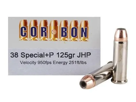 Corbon Self-Defense JHP Handgun Ammunition .38 Spl (+P) 125 gr JHP 1125 fps 20/box