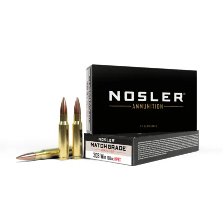Nosler Custom Competition Match Grade Rifle Ammunition .308 Win 168 gr OTM 2750 fps 20/ct