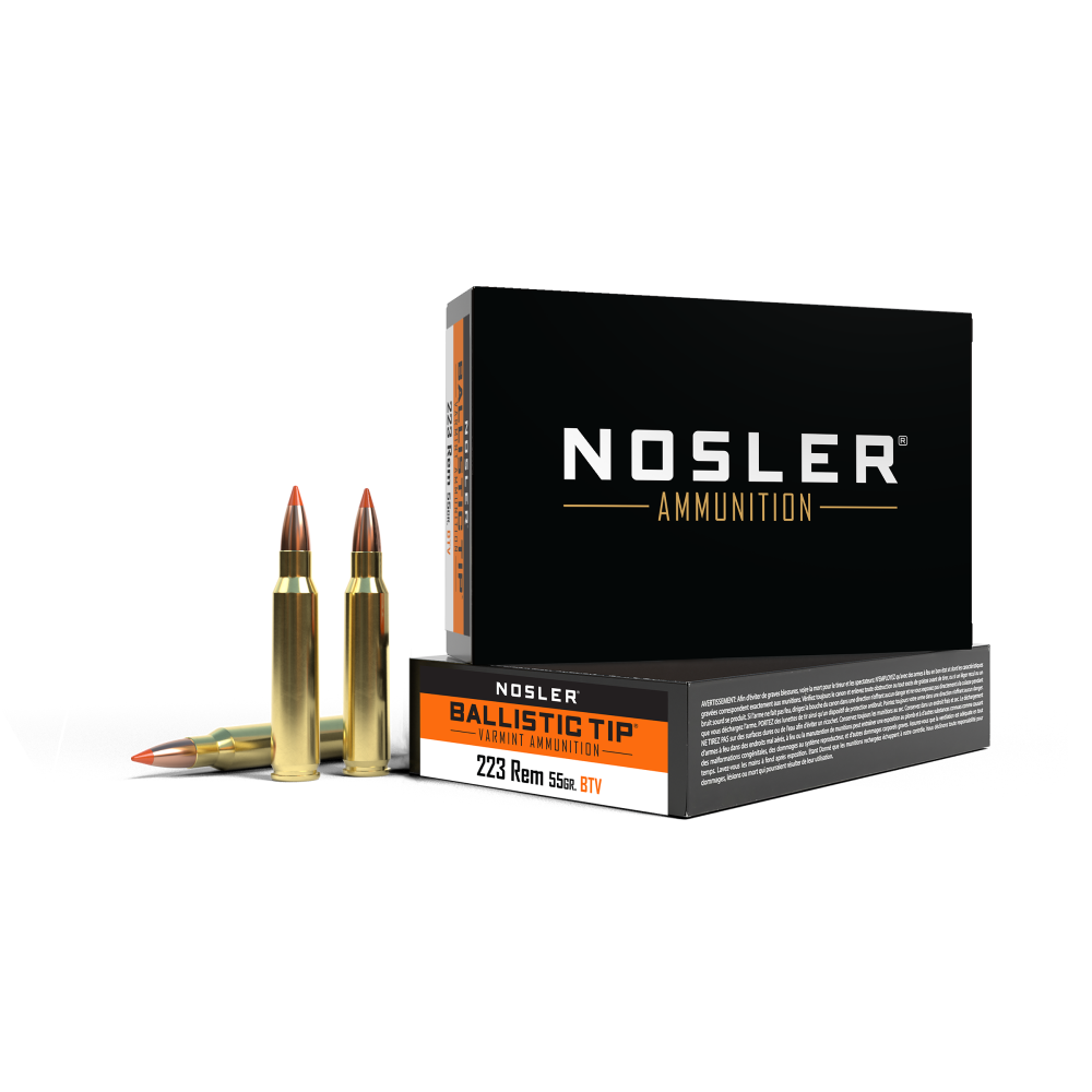Nosler Ballistic Tip Varmint Rifle Ammunition .223 Rem 55 gr PT 3100 fps 20/ct