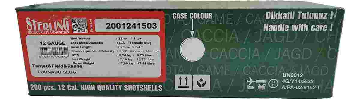 Sterling 12 Gauge Shotgun Ammo - Tornado Slug | 1,470 fps | 2.75 inch | 200rd Case