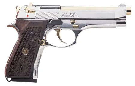 Derya Firearms 10L.MELIK9.NG.TR Melik  9mm Luger 10+1 4.90" Gold TiN Steel Barrel, Black Melonite Serrated Steel Slide,  Black Aluminum Frame, Black Polymer Grip