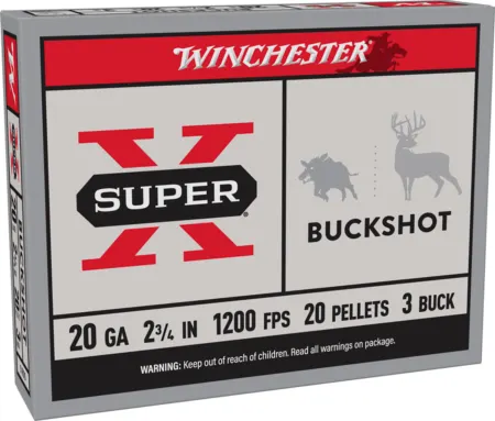 Winchester Ammo XB203 Super X  20Gauge 2.75" 20Pellets 3Buck Shot 5 Per Box/50 Case