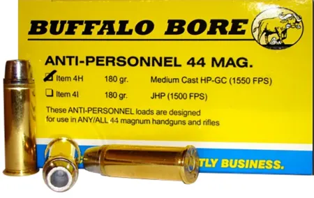Buffalo Bore Ammunition 4H20 Anti-Personnel Strictly Business 44Rem Mag 180gr Medium Cast Hollow Point 20 Per Box/12 Case