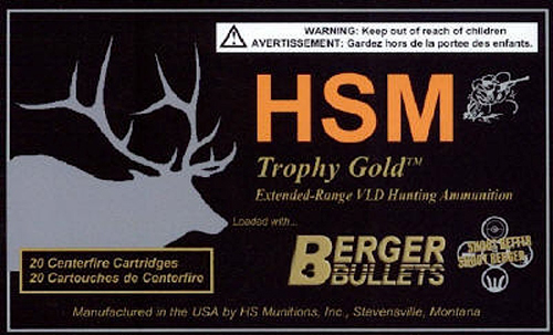 HSM 338WM300OTM Trophy Gold Extended Range 338 Win Mag 300 gr Berger Hybrid Tactical Open Tip Match 20 Per Box/ 20 Case