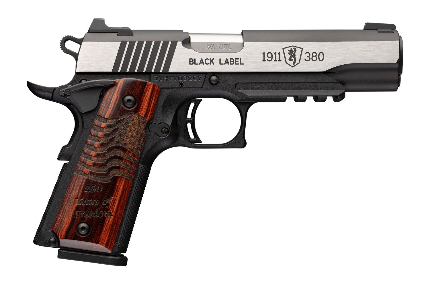 Browning 051124492 1911 Black Label Medallion Pro 250 Full Size Frame 380 ACP 8+1 4.25"