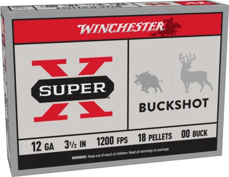 Winchester Ammo XB12L00 Super X  12Gauge 3.50" 18Pellets 00Buck Shot 5 Per Box/50 Case