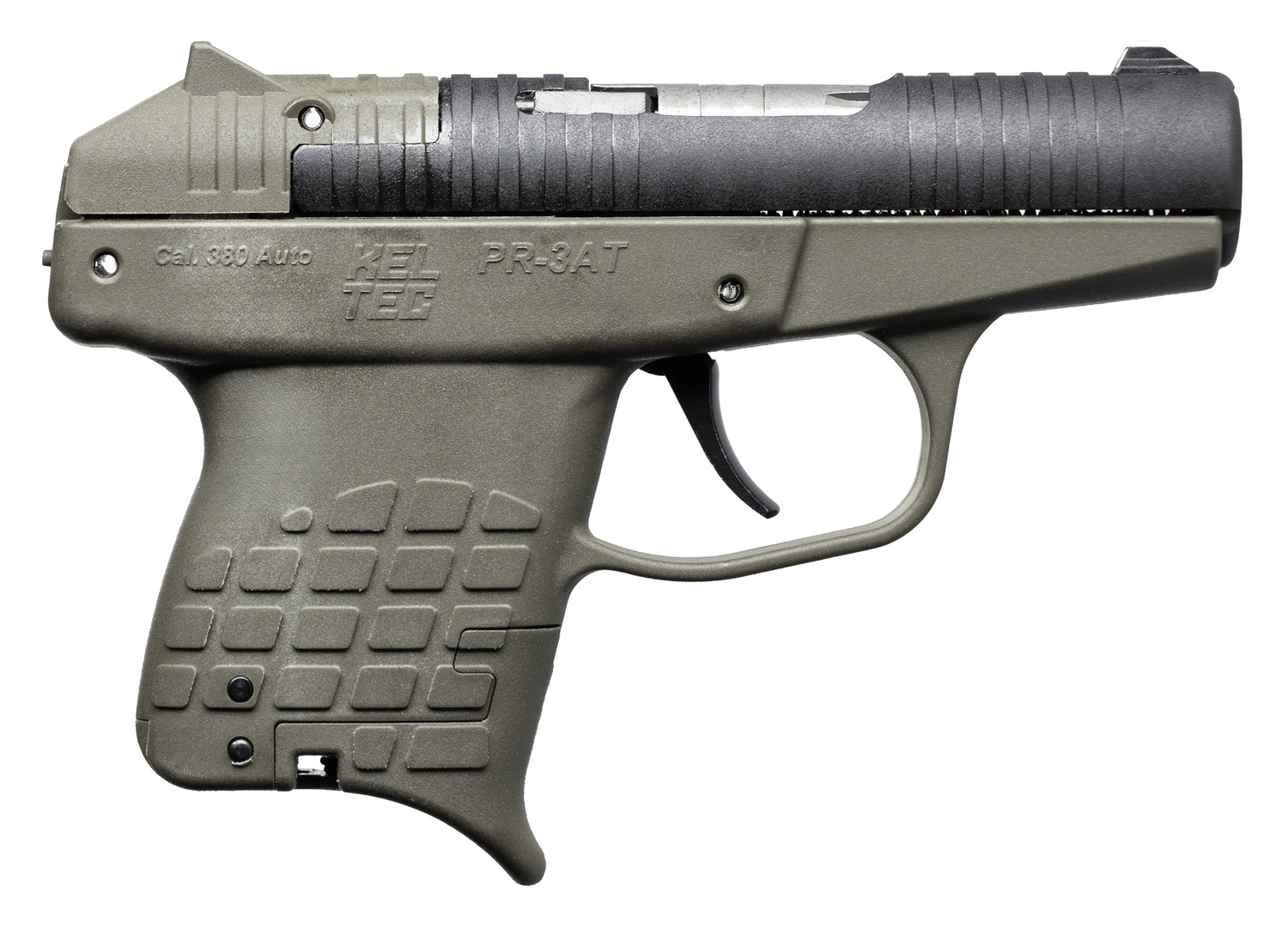 Kel-Tec PR3ATGRN10 PR-3AT Compact Frame 380 ACP 10+1 2.85" Black Rotating Barrel Shroud, Green Polymer Frame