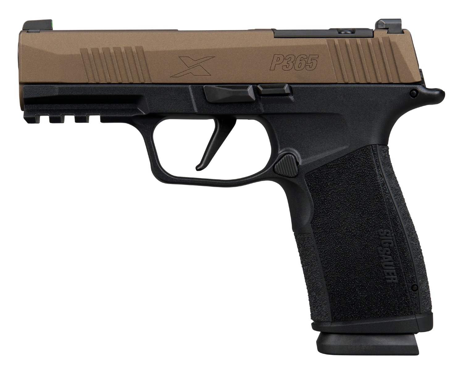 Sig Sauer 365XCA9FBZXR3 P365 XMacro Compact 9mm Luger 17+1 3.70"  Bronze Cerakote w/Freedom Engraving Stainless Steel Optic Ready/Serrated Slide, Black Stainless Steel Frame w/Beavertail & Picatinny R