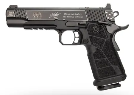 Kimber Mfg, Inc 3700895 DS Warrior Boot Campaign 9mm Luger 20+1 5" Matte Stainless Deep Crown Barrel, KimPro Black Engraved/Optic Cut/Serrated Slide, Black Stainless Steel Frame w/Beavertail & Picatin