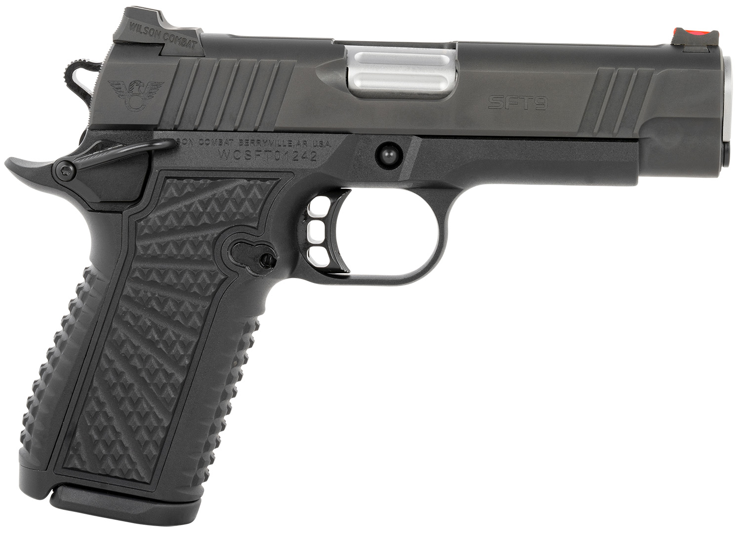 Wilson Combat SFT9CM42A SFT9  9mm Luger 15+1 (2) 4.25" Stainless, Black, Beavertail Frame, Integrated Grips, Fiber Optic Sights, Ambi Safety