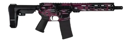 Shark Coast Tactical SCC07053ANBCHY-P Anime-15 5.56 NATO 30+1 10.50" Black Nitride Threaded Barrel, Black Cherry Cerakote Aluminum Receiver w/Picatinny Rail, Polymer SB Tactical SBA3 Brace, Magpul MOE