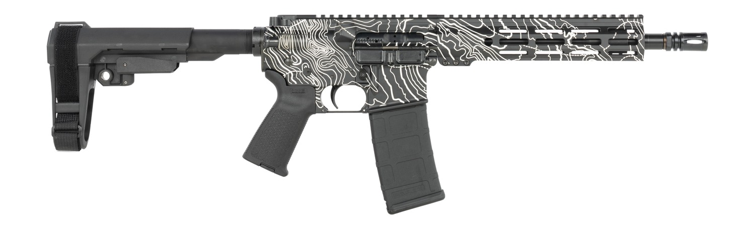 Shark Coast Tactical SCC07312TOPO-P Topography  5.56 NATO 30+1 10.50" Black Nitride Threaded Barrel, Aluminum Receiver w/Picatinny Rail, M-LOK Handguard, Black Polymer SB Tactical SBA3 Brace, Polymer