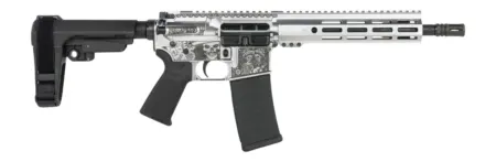 Shark Coast Tactical SCC07374DOD-P Day of the Dead  5.56 NATO 30+1 10.50" Black Nitride Threaded Barrel, Aluminum Laser Engraved Receiver w/Picatinny Rail, M-LOK Handguard, Polymer SB Tactical SBA3 Br