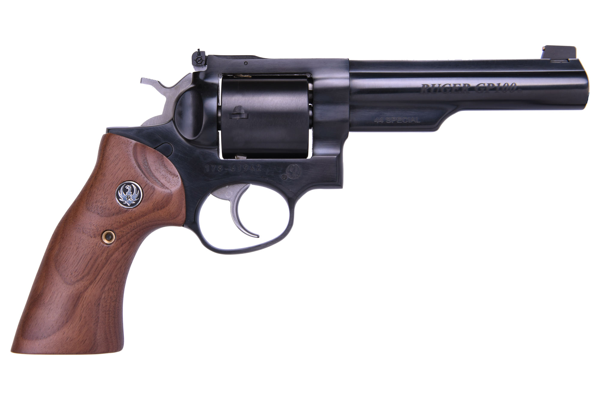 RUGER GP100 44SPC BLUE 5" HALF LUG