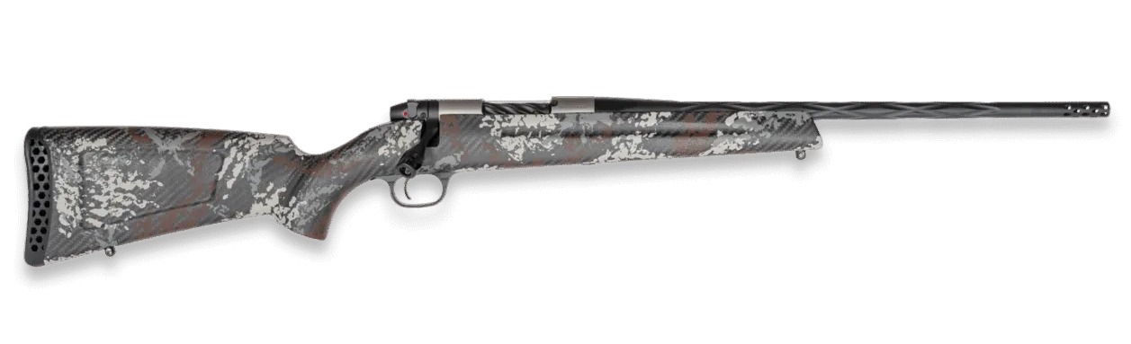 Weatherby MBP01N22CMR19B Mark V Capra 22 Creedmoor 2+1 17" Graphite Black Cerakote Fluted Threaded Barrel Titanium Receiver Drilled & Tapped Receiver Exposed Carbon w/Gray, White & Rust Sponge Accents