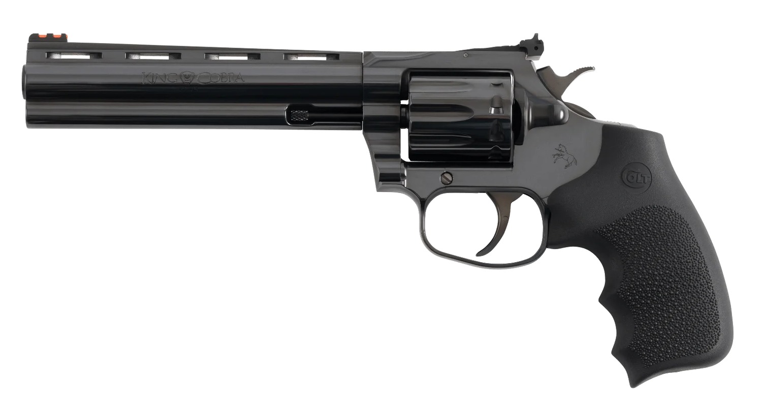 Colt Mfg KCOBRA22-BP6RFO King Cobra Target 22 LR 10rd Shot 6" Blued Vent Rib Barrel, Blued Carbon Steel Cylinder & Frame, Black Hogue Overmolded Grip, Exposed Hammer