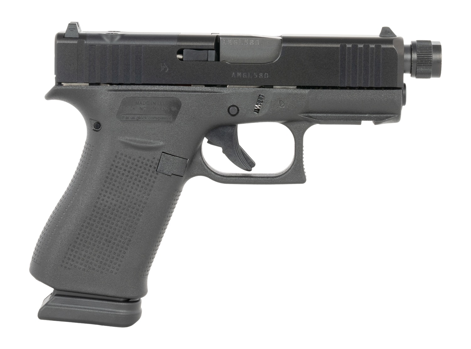 Glock UX4350201FRMOSTB G43X  9mm Luger 10+1 3.41" Black Threaded Barrel, Black Steel Optic Ready/Serrated Slide, Black Polymer Frame w/Accessory Rail, Ambidextrous