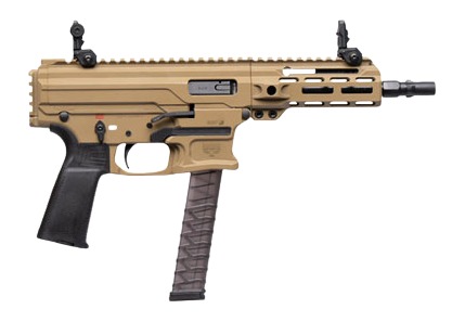 Panzer Arms PAARP9PCCCT ARP9 9mm Luger 33+1 6.50" Black Barrel, Coyote Tan Aluminum Receiver w/Picatinny Rail, Rear Picatinny Rail, Black Polymer Grip, Ambidextrous