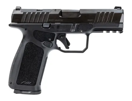 Rost Martin RM1CXBLKOSP10CA RM1X *CA Compliant Compact 9mm Luger 10+1 4" Black Match Grade Barrel, Black Nitrocarburized Steel Optic Ready/Serrated Slide, Black Polymer Frame w/Picatinny Rail, Interch