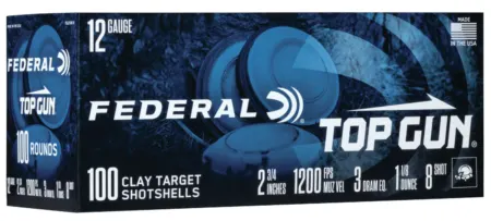 Federal TG121008 Top Gun 12Gauge 2.75" 1 1/8oz 8Shot 100 Per Box/2 Case