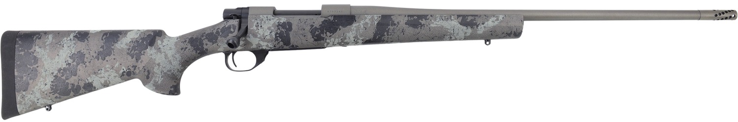 Howa HFN270GL 1500 Fence Line 270 Win 5+1 22" Tungsten Cerakote Threaded Barrel, Tungsten Cerakote Aluminum Drilled & Tapped Receiver, Gray Light Camo Fixed Synthetic Stock, Right Hand