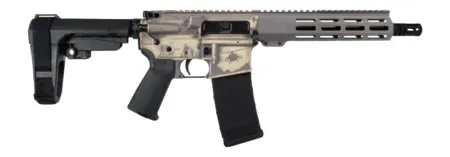 Shark Coast Tactical SCC07428MILFDE-P Military 5.56 NATO 30+1 10.50" Black Nitride Threaded Barrel, 2-Tone FDE Cerakote Aluminum Receiver w/Picatinny Rail, M-LOK Handguard, Polymer SB Tactical SBA3 Br